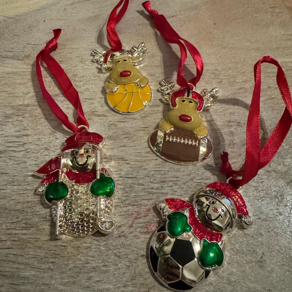 Cute Christmas Ornaments with red ribbon